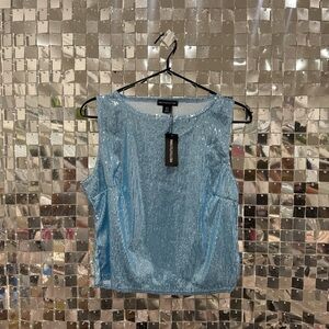 PrettyLittleThing Light Blue Sequin Blouse